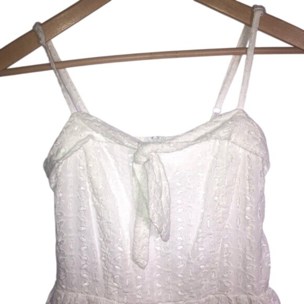 White Eyelet Tie‎ Front Dress Sleeveless Mini Summer Casual